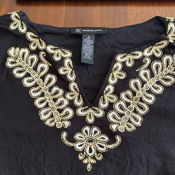 INC International Cocepts Black Embroidered Dress - Picture 3 of 5